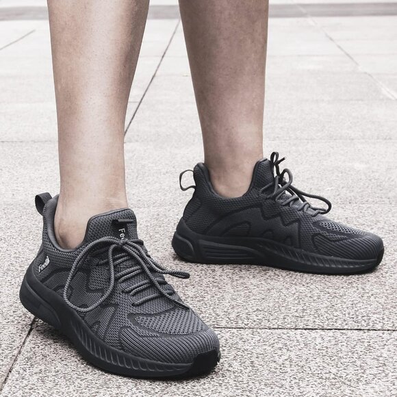 Feethit Women Dark Grey Lightweight Wide Mesh Workout Sneakers For Tennis Gym - Picture 6 of 6